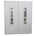 Fangda arch lite puertas dobles de acero inoxidable con vidrio, puerta de vidrio doble con decoración de arco